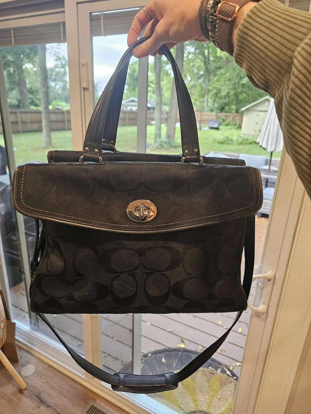 Vintage Coach Black Signature Canvas Legacy Hampton Business Messenger Bag 12979